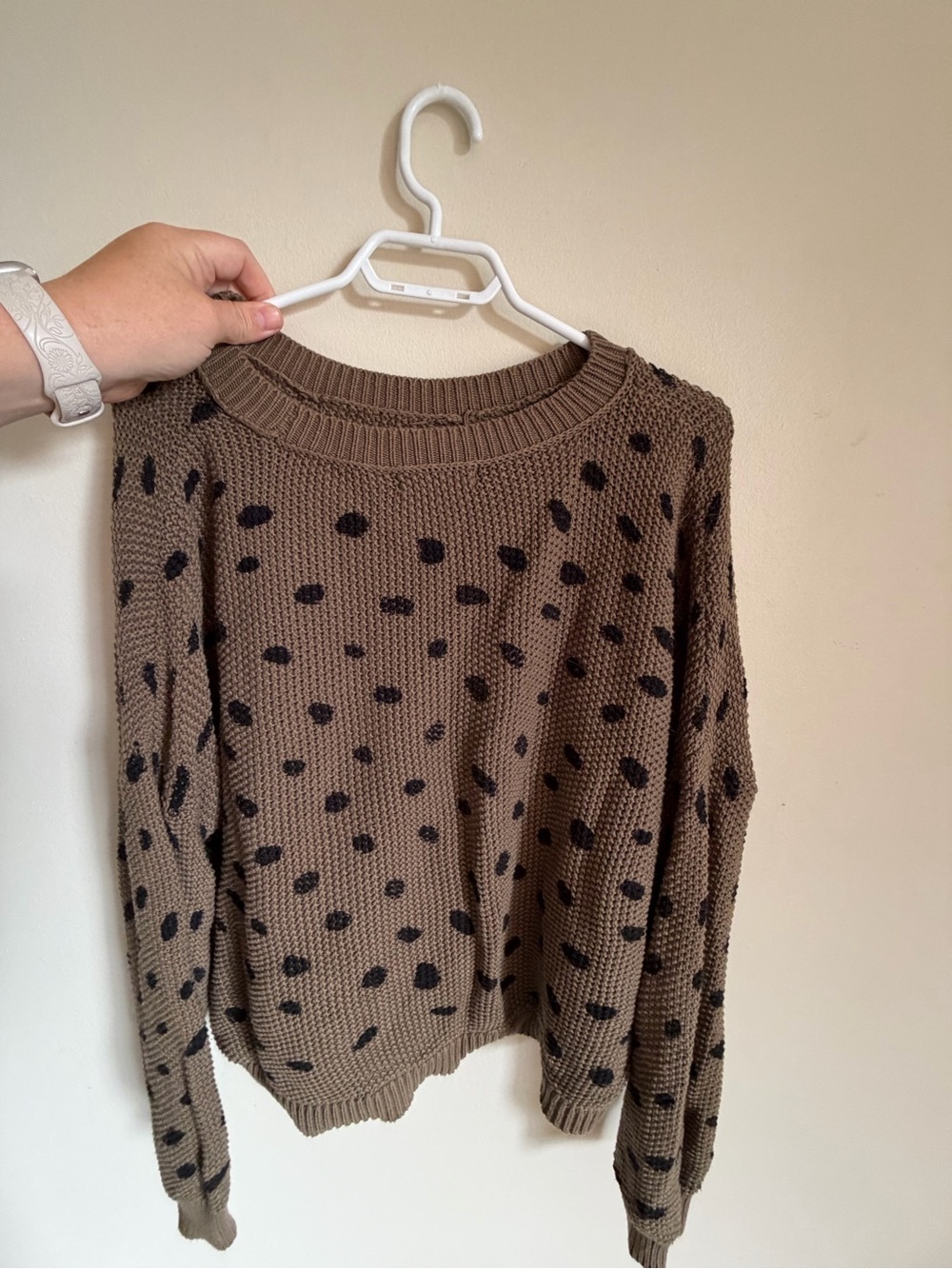 Jackson Rowe Green Crewneck Sweater with Black Spot Pattern